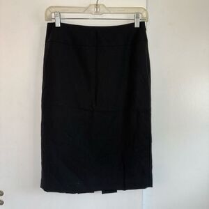Ann Taylor LOFT Black Wool Blend Knee Length Pencil Skirt Size 2 EUC